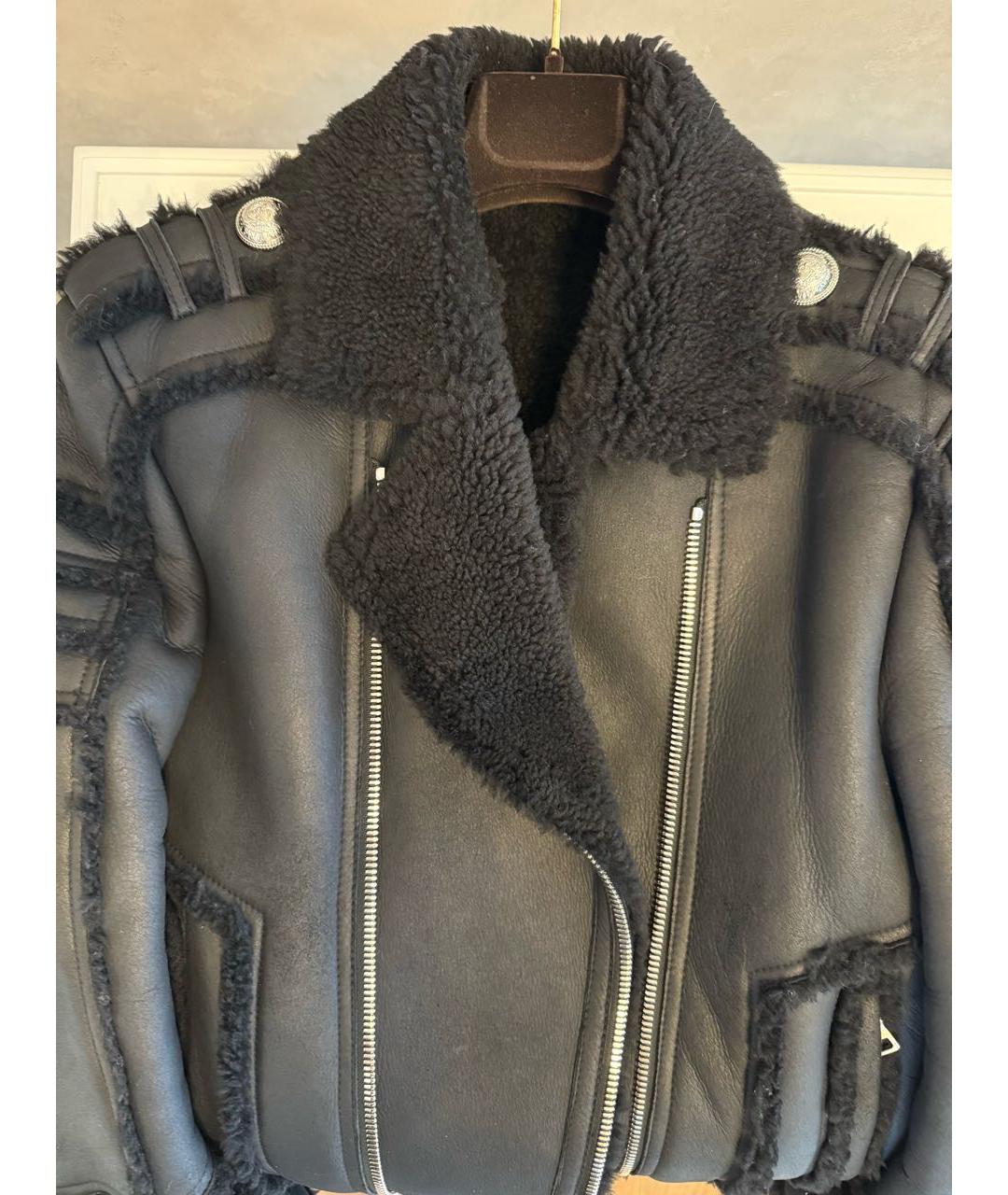 BALMAIN Черная кожаная дубленка, фото 7