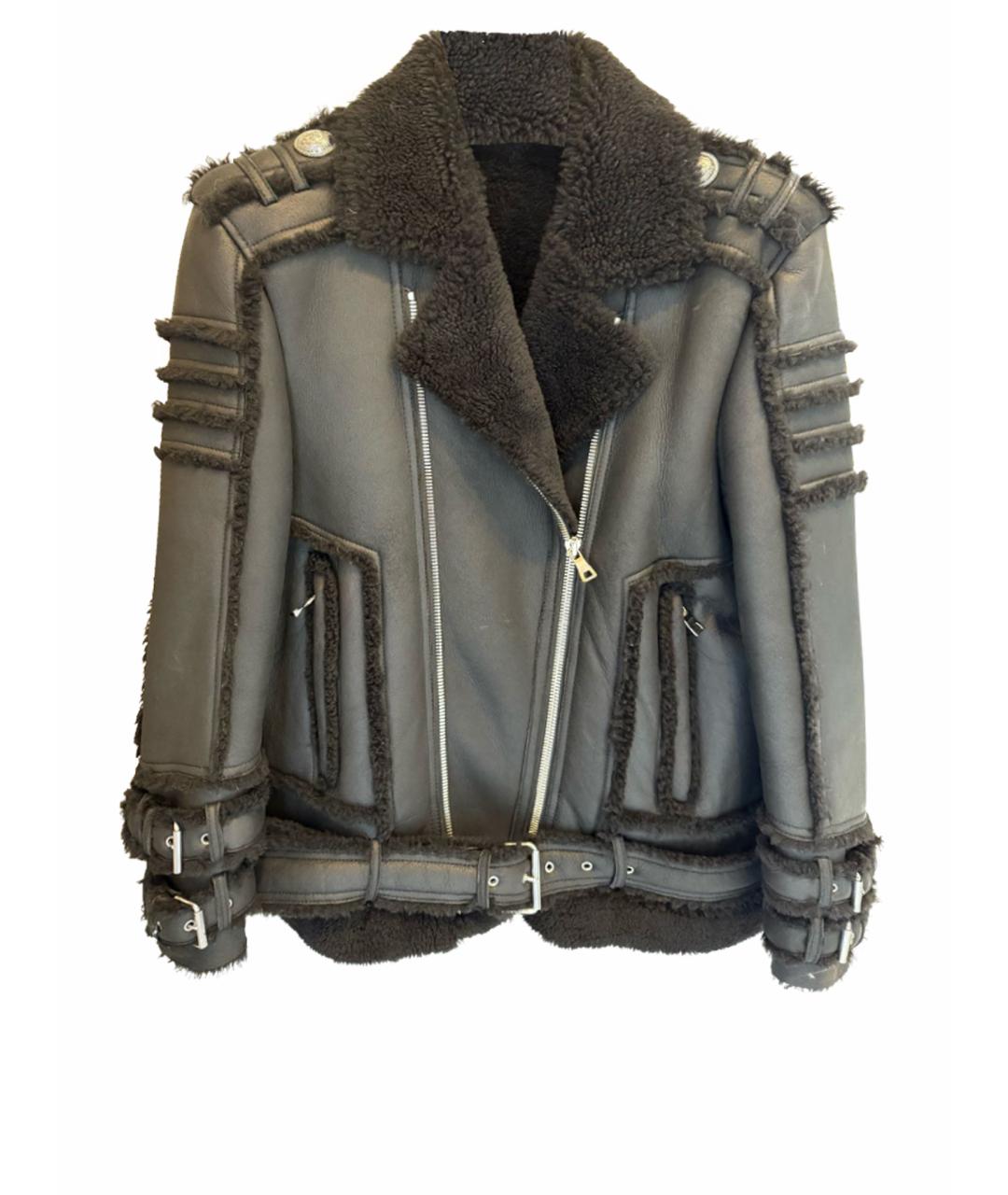 BALMAIN Черная кожаная дубленка, фото 1