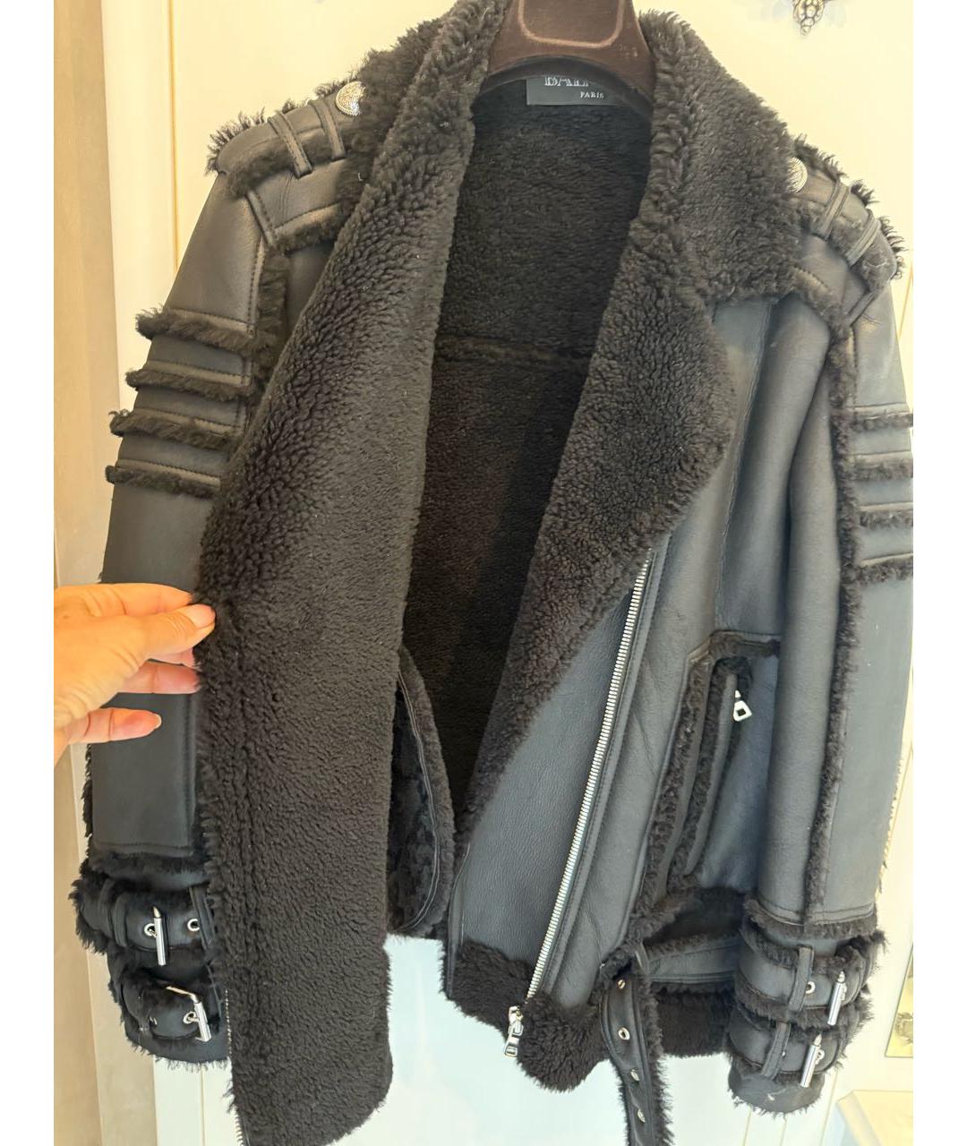 BALMAIN Черная кожаная дубленка, фото 4