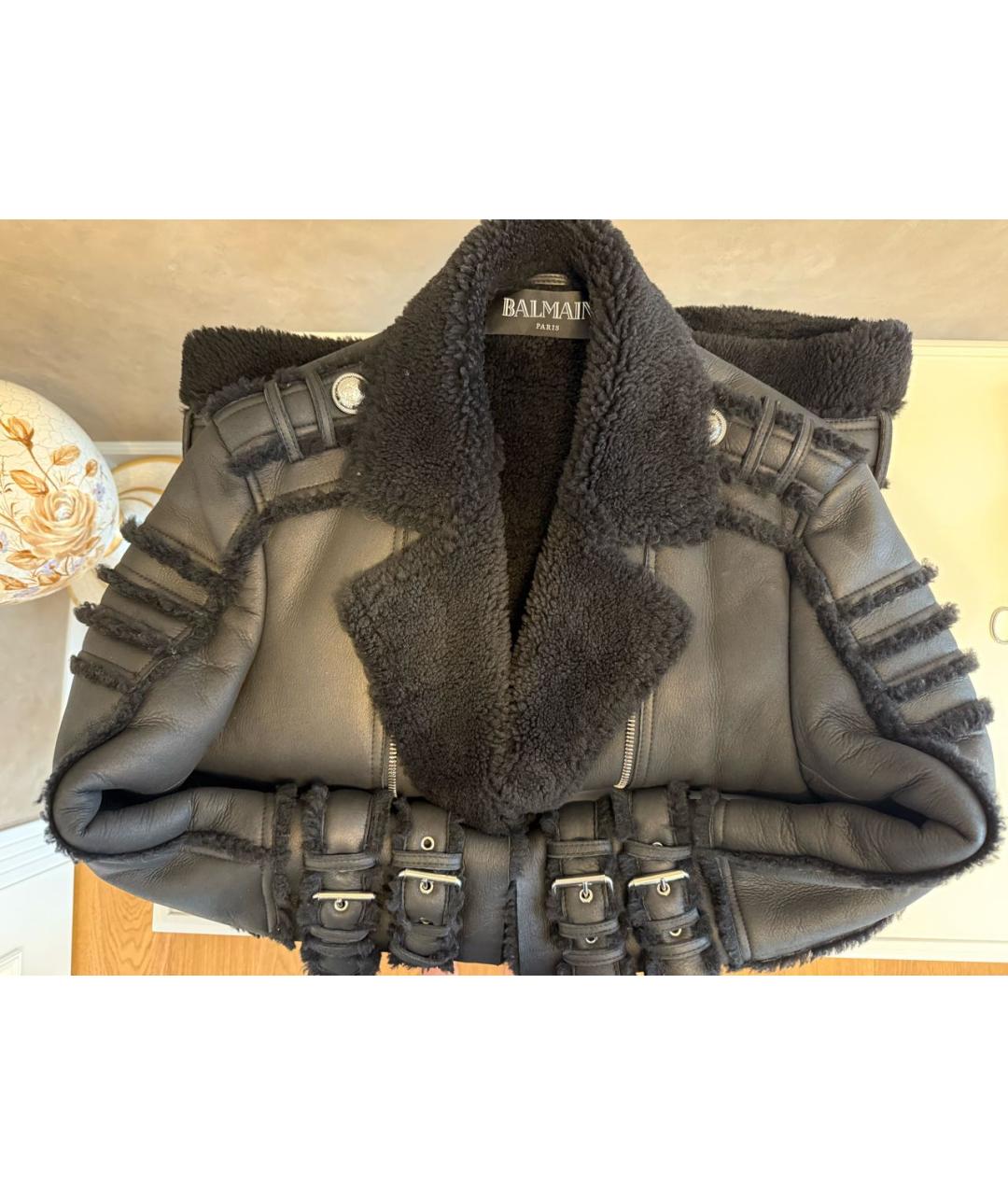 BALMAIN Черная кожаная дубленка, фото 6