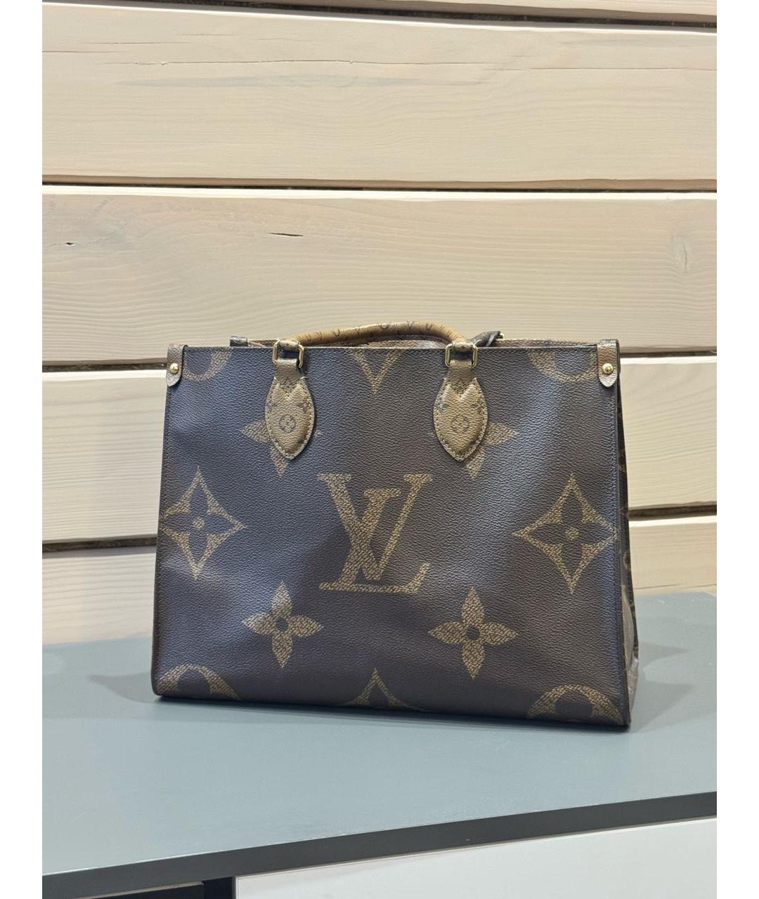 LOUIS VUITTON Коричневая кожаная сумка тоут, фото 5