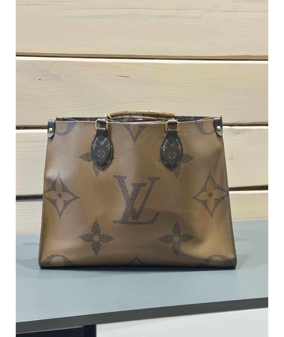 LOUIS VUITTON Коричневая кожаная сумка тоут, фото 3