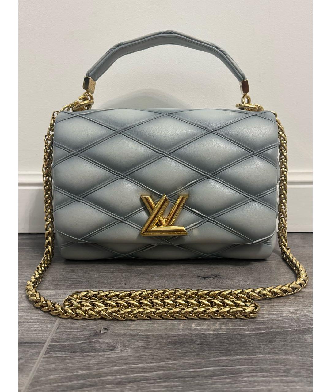 LOUIS VUITTON Голубая кожаная сумка через плечо, фото 9