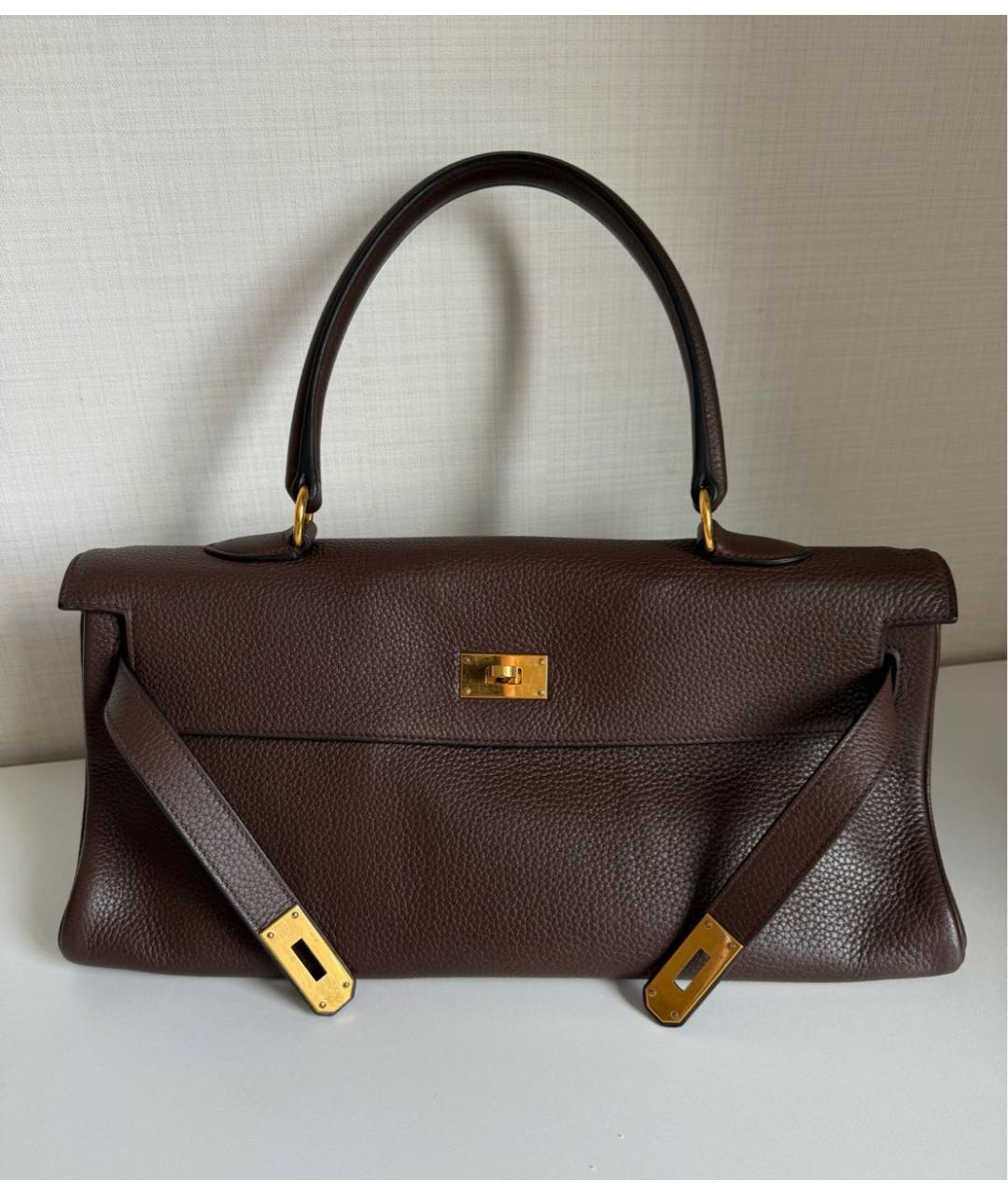 HERMES Коричневая кожаная сумка тоут, фото 3