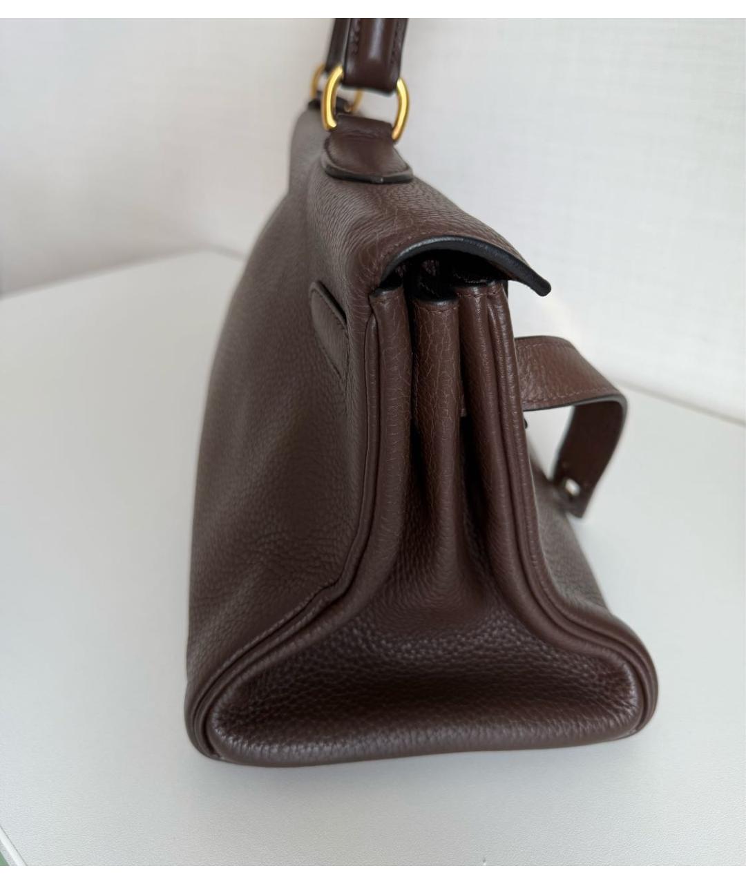 HERMES Коричневая кожаная сумка тоут, фото 8