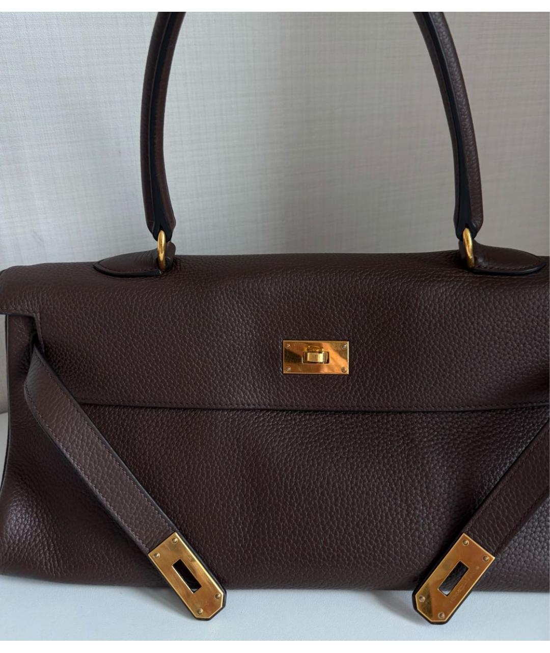 HERMES Коричневая кожаная сумка тоут, фото 7