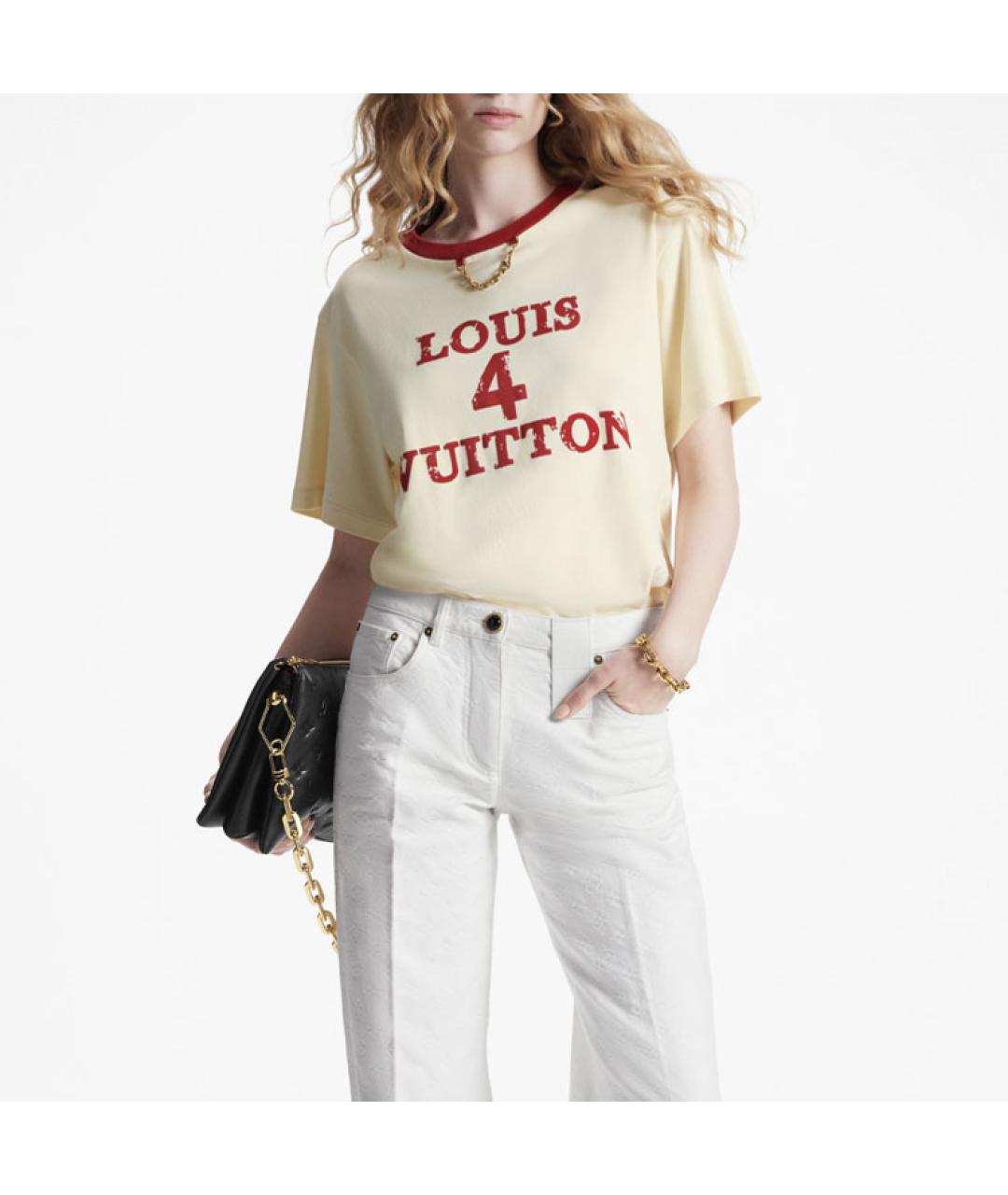 LOUIS VUITTON Бежевая хлопковая футболка, фото 7