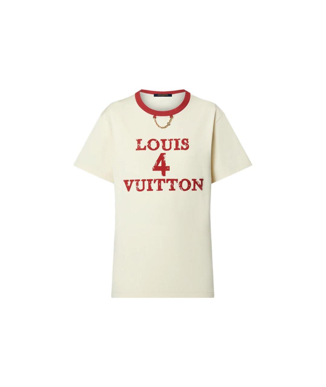 LOUIS VUITTON Бежевая хлопковая футболка, фото 9