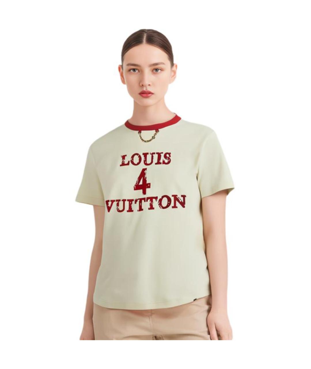 LOUIS VUITTON Бежевая хлопковая футболка, фото 5