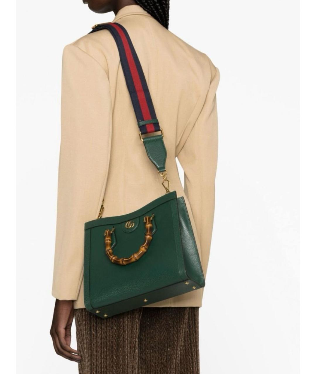 GUCCI Зеленая кожаная сумка тоут, фото 4