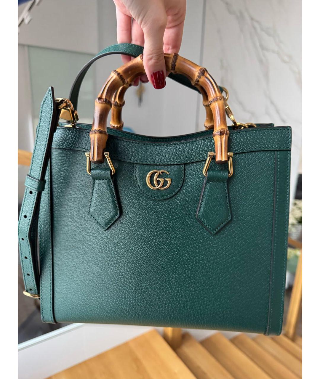 GUCCI Зеленая кожаная сумка тоут, фото 3