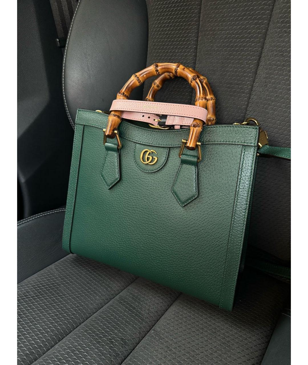 GUCCI Зеленая кожаная сумка тоут, фото 6