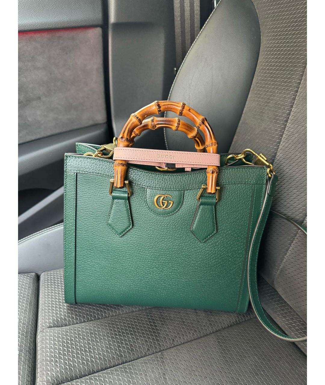 GUCCI Зеленая кожаная сумка тоут, фото 7