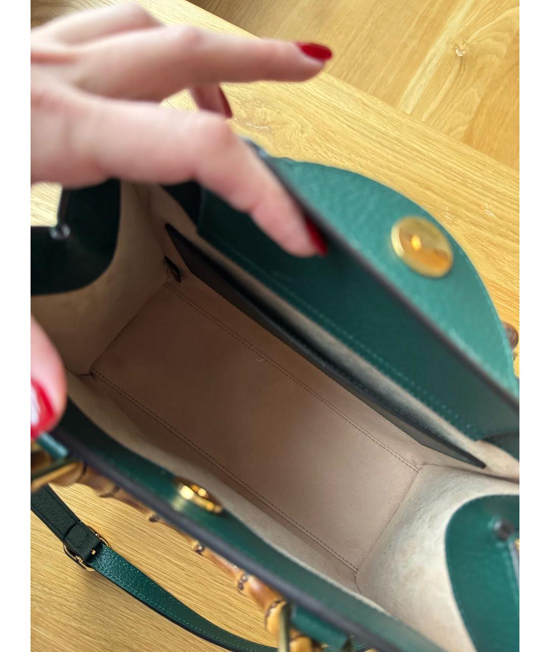 GUCCI Зеленая кожаная сумка тоут, фото 5