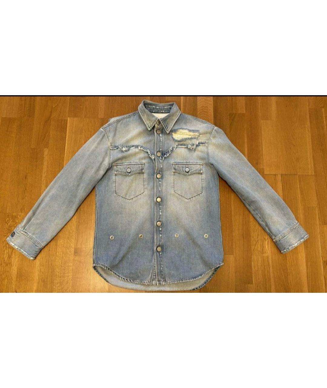 MM6 MAISON MARGIELA Голубая деним рубашка, фото 8