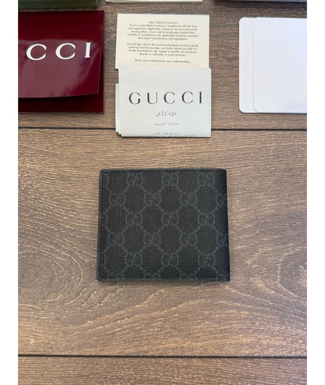 GUCCI Антрацитовый кожаный кошелек, фото 2