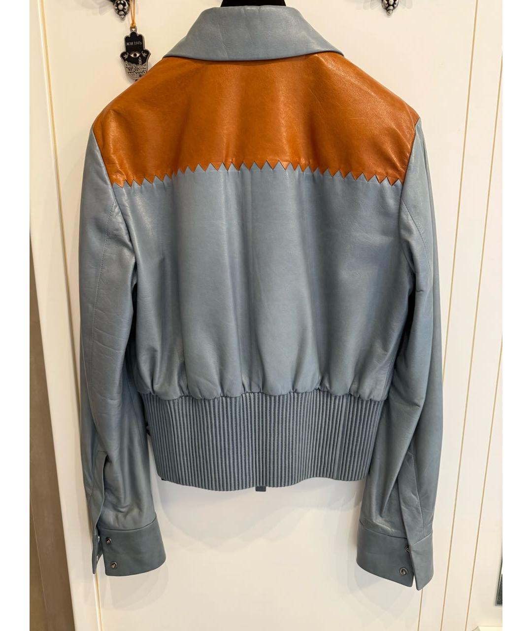 BOTTEGA VENETA Голубая кожаная куртка, фото 2