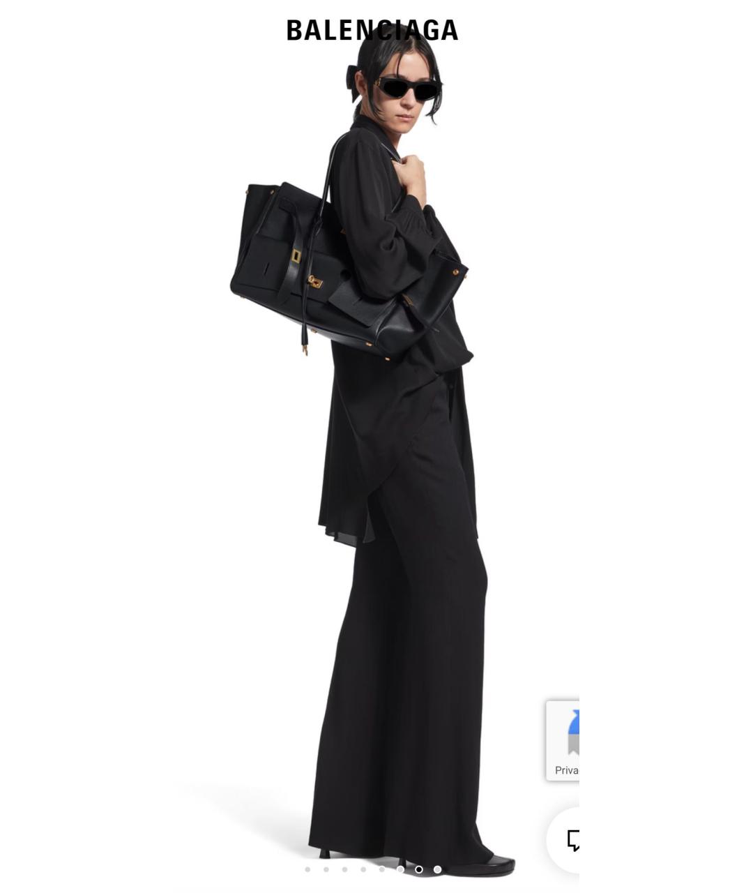 BALENCIAGA Черная кожаная сумка тоут, фото 3