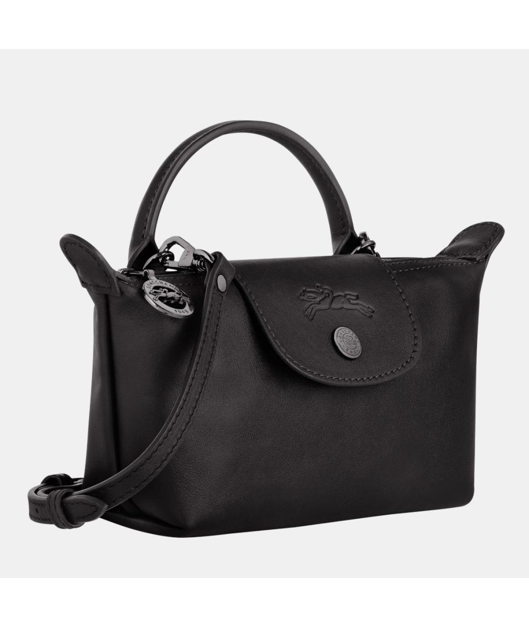LONGCHAMP Черная кожаная сумка через плечо, фото 3
