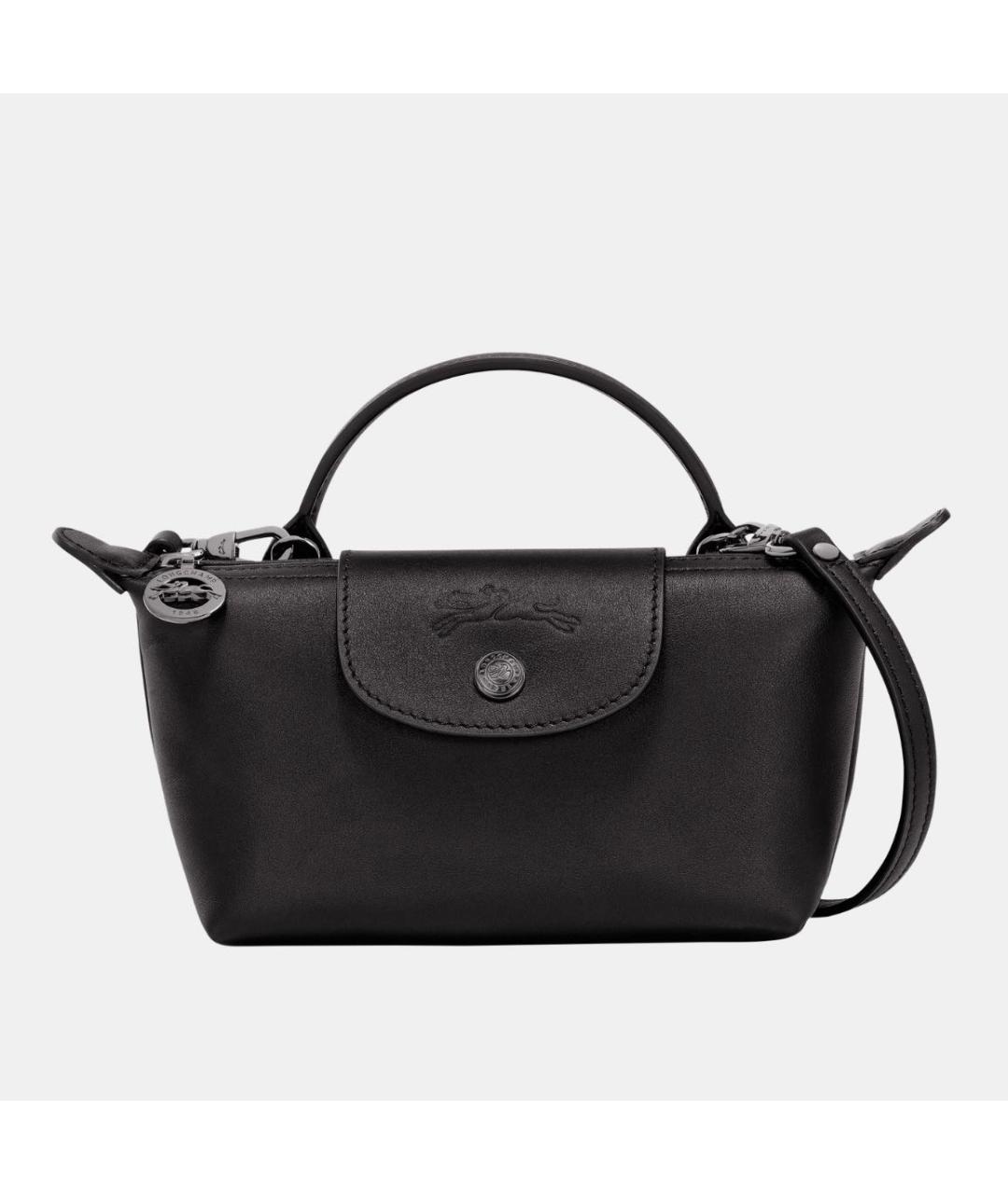 LONGCHAMP Черная кожаная сумка через плечо, фото 6