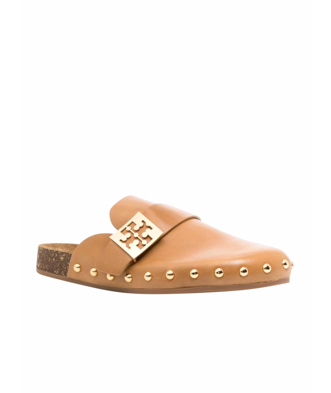 TORY BURCH Бежевые кожаные сабо, фото 1