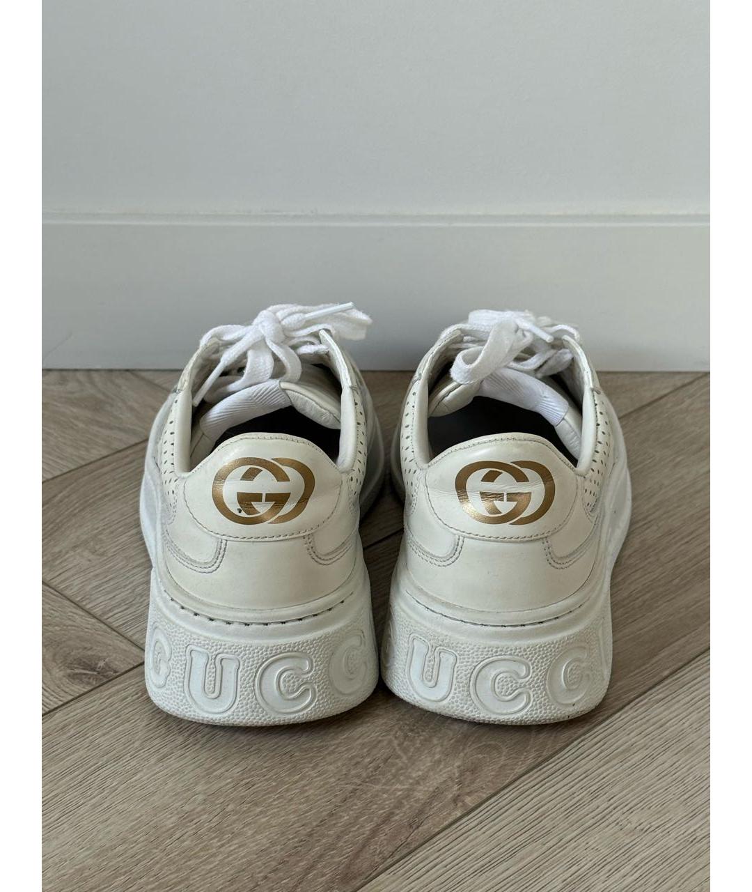 GUCCI Белые кожаные кроссовки, фото 3