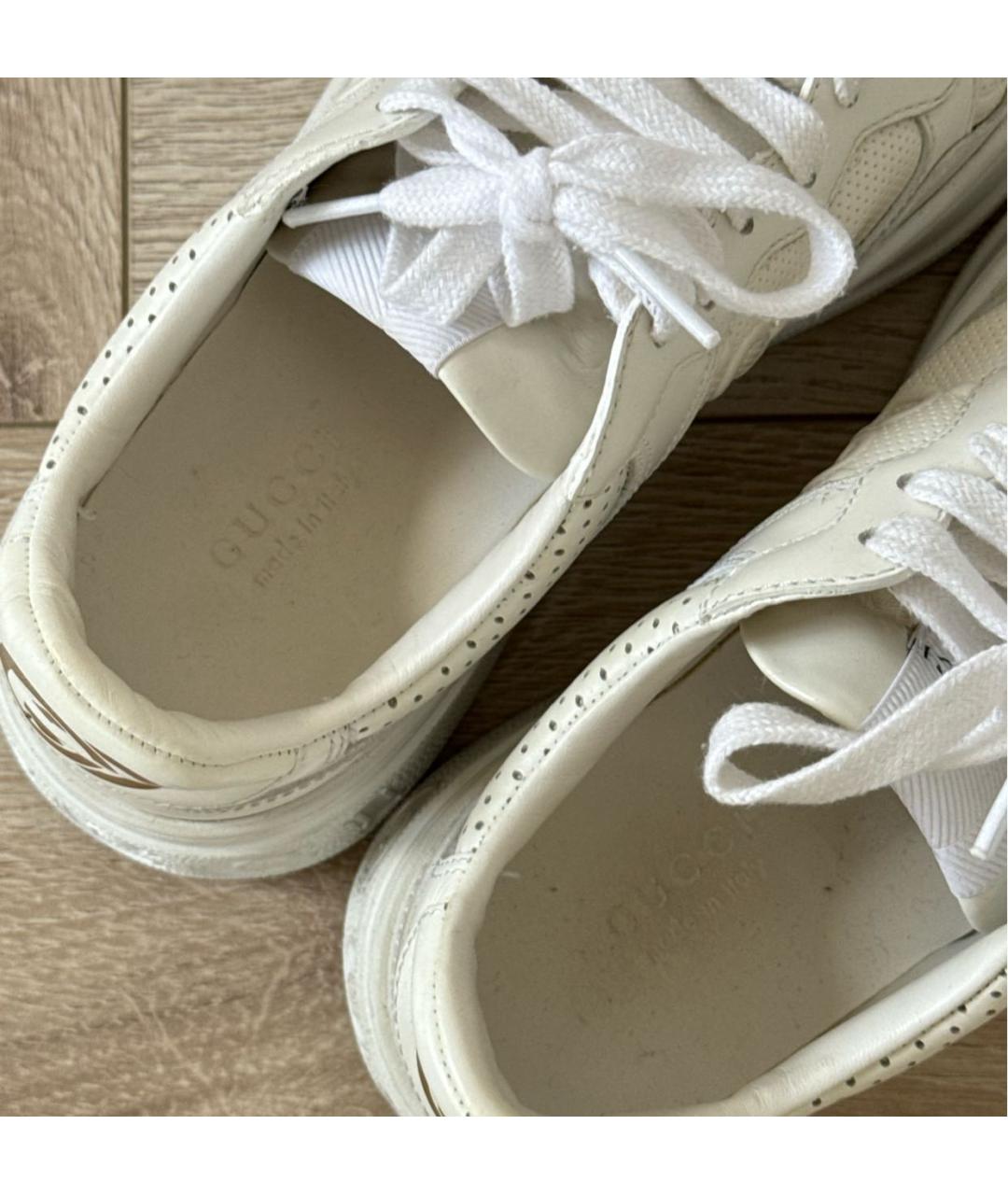 GUCCI Белые кожаные кроссовки, фото 4