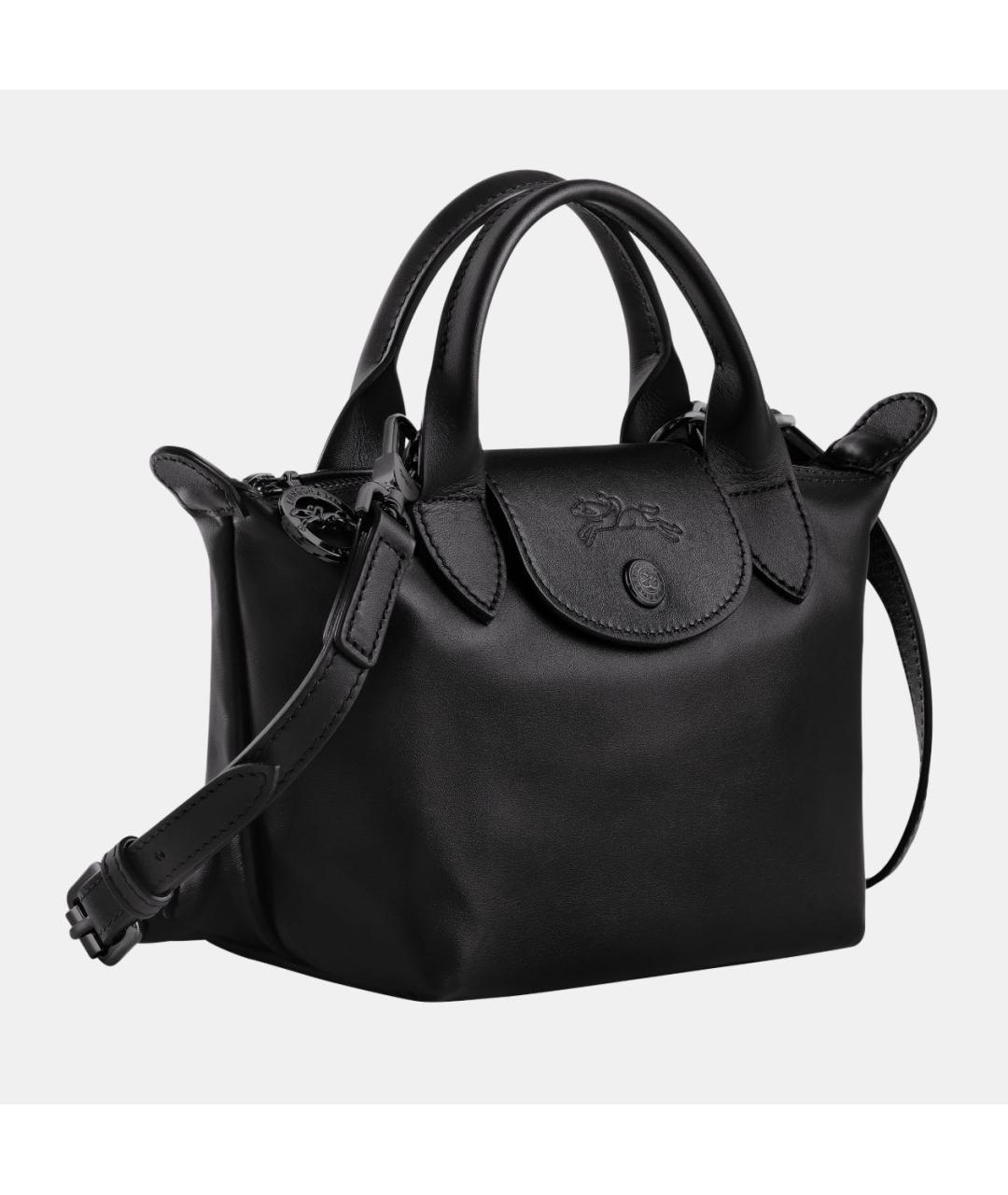 LONGCHAMP Черная кожаная сумка через плечо, фото 3