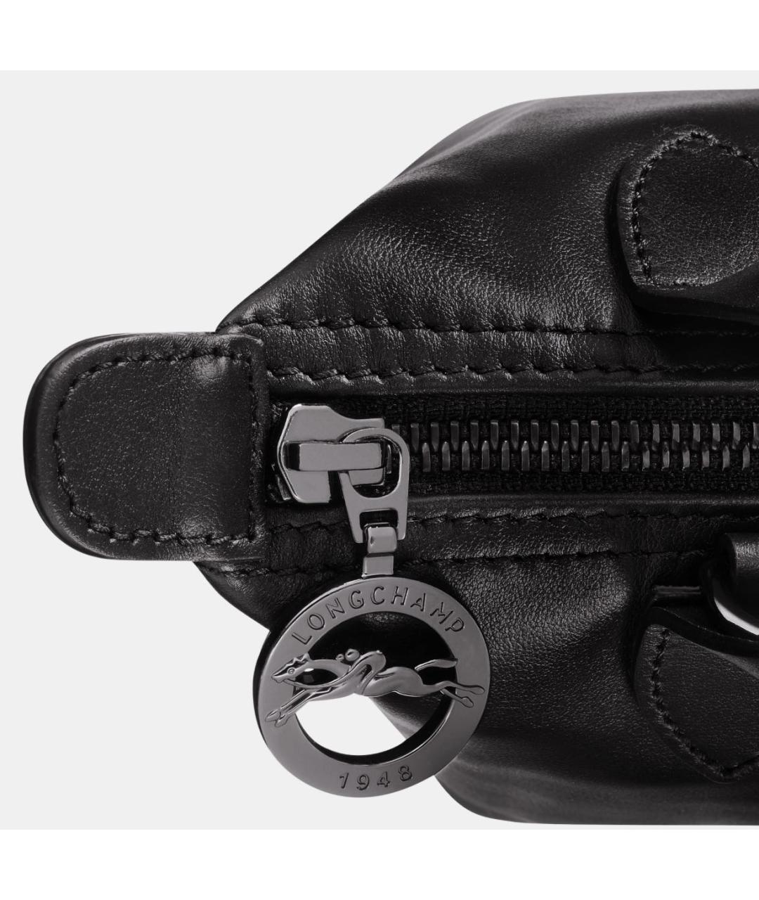 LONGCHAMP Черная кожаная сумка через плечо, фото 6