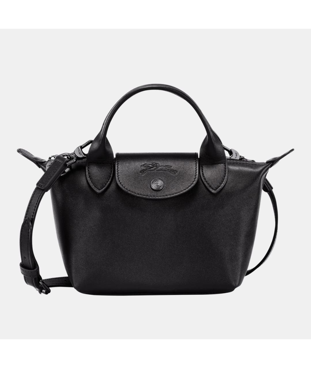 LONGCHAMP Черная кожаная сумка через плечо, фото 7