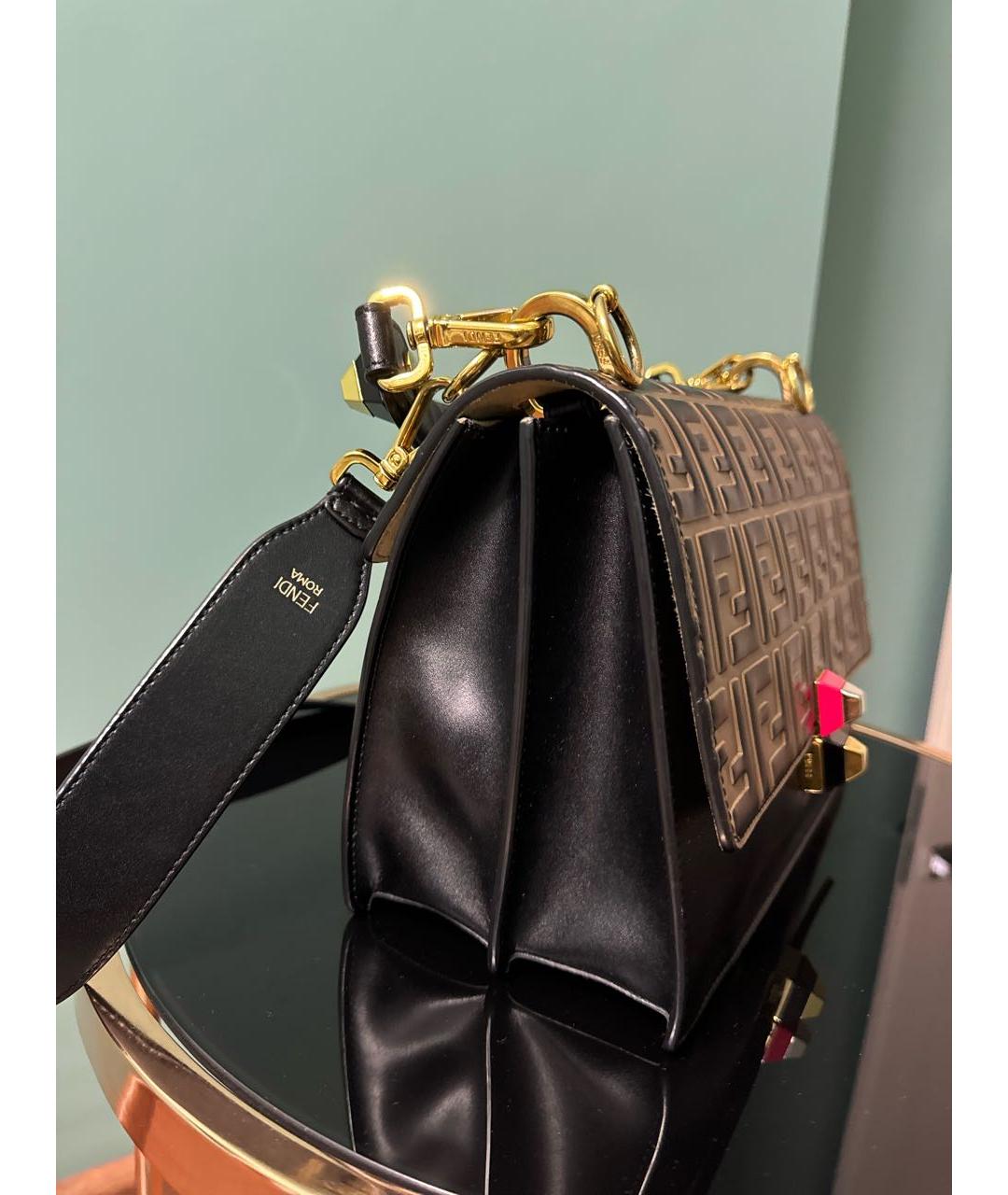 FENDI Коричневая кожаная сумка с короткими ручками, фото 3