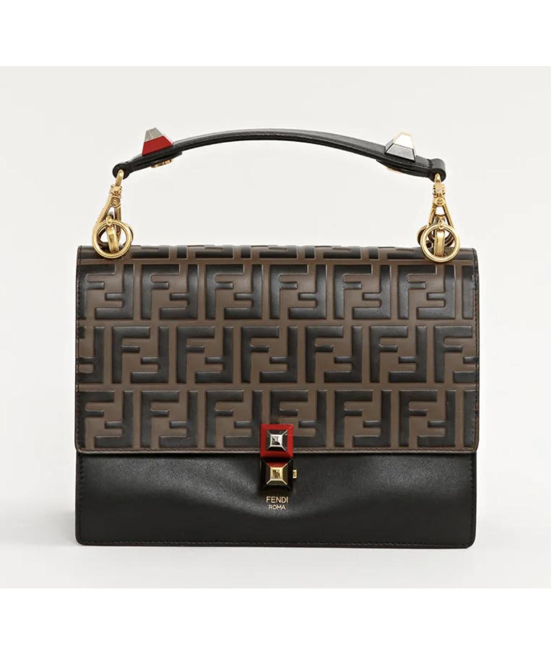 FENDI Коричневая кожаная сумка с короткими ручками, фото 10