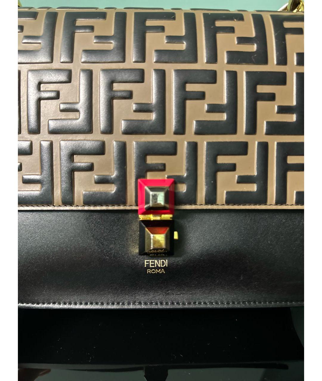 FENDI Коричневая кожаная сумка с короткими ручками, фото 7