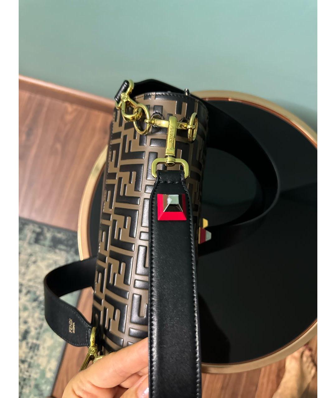 FENDI Коричневая кожаная сумка с короткими ручками, фото 8