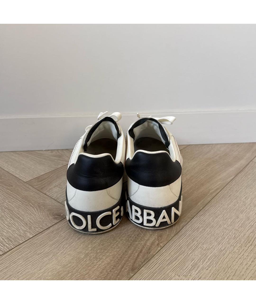 DOLCE&GABBANA Белые кожаные низкие кроссовки / кеды, фото 3