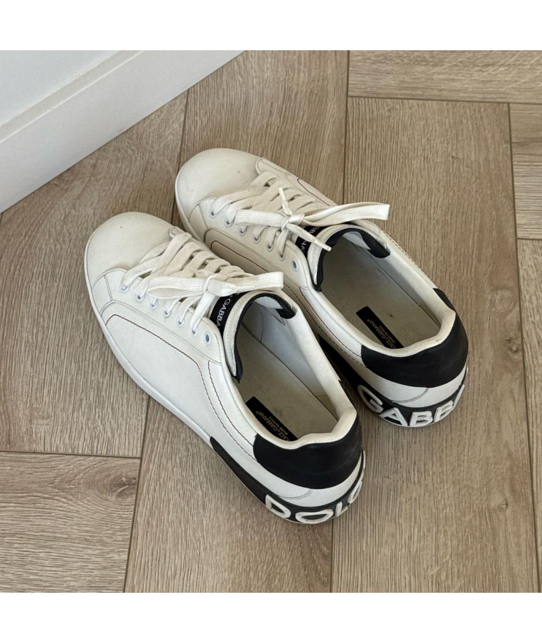 DOLCE&GABBANA Белые кожаные низкие кроссовки / кеды, фото 2