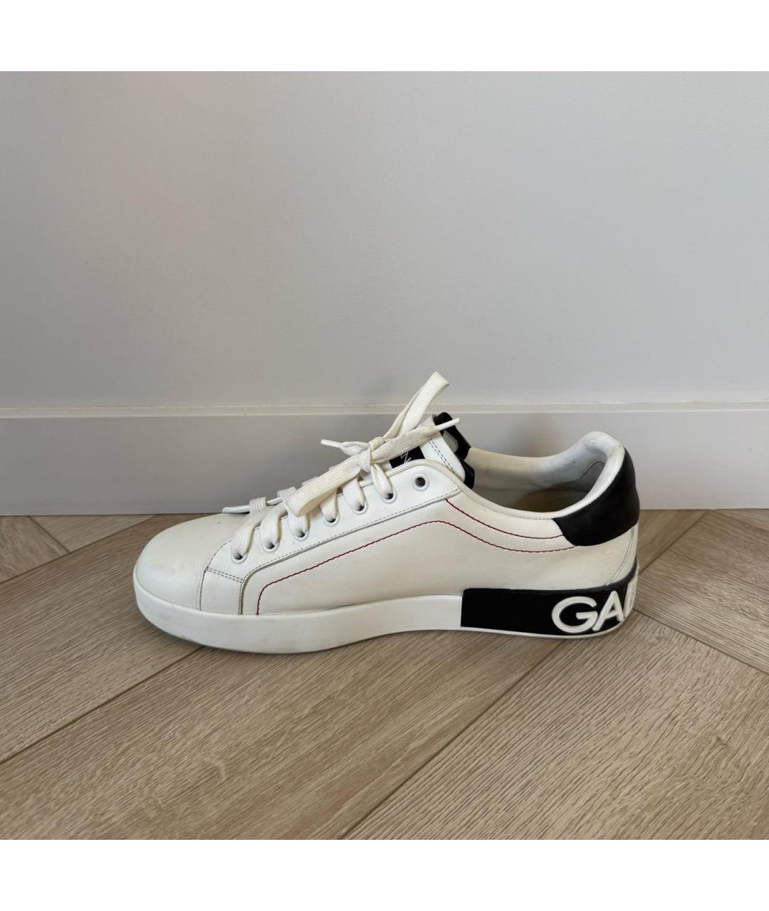 DOLCE&GABBANA Белые кожаные низкие кроссовки / кеды, фото 4