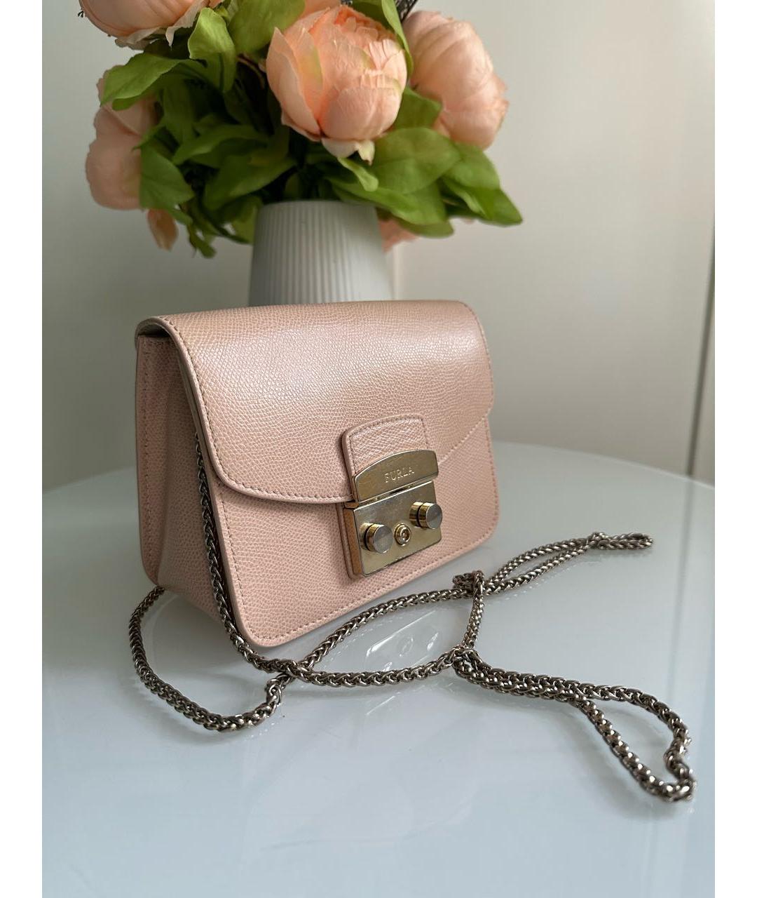 FURLA Бежевая кожаная сумка через плечо, фото 4