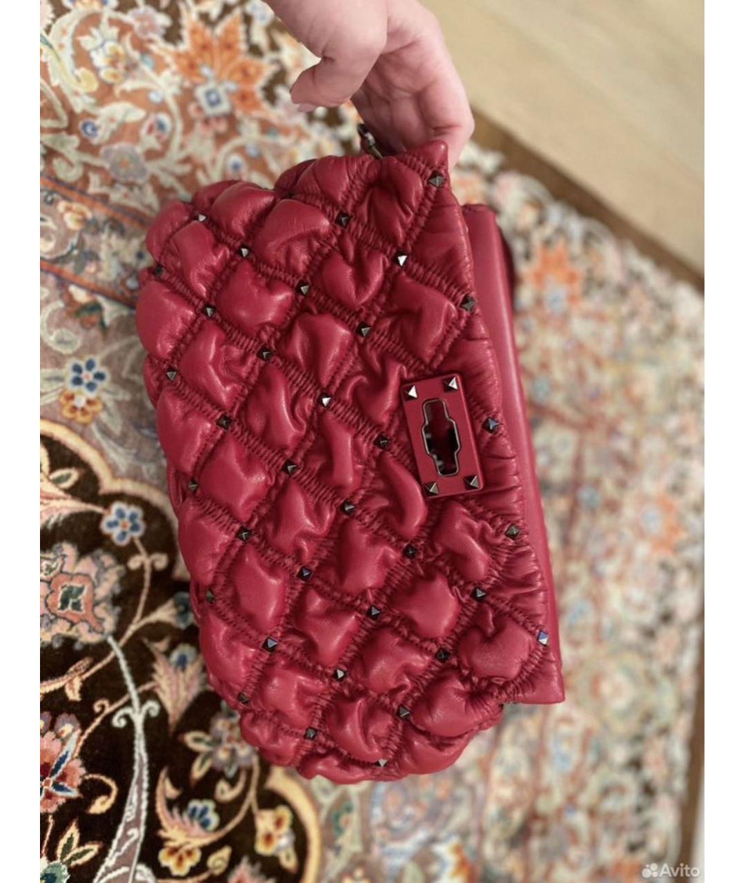 VALENTINO Бордовая кожаная пляжная сумка, фото 4