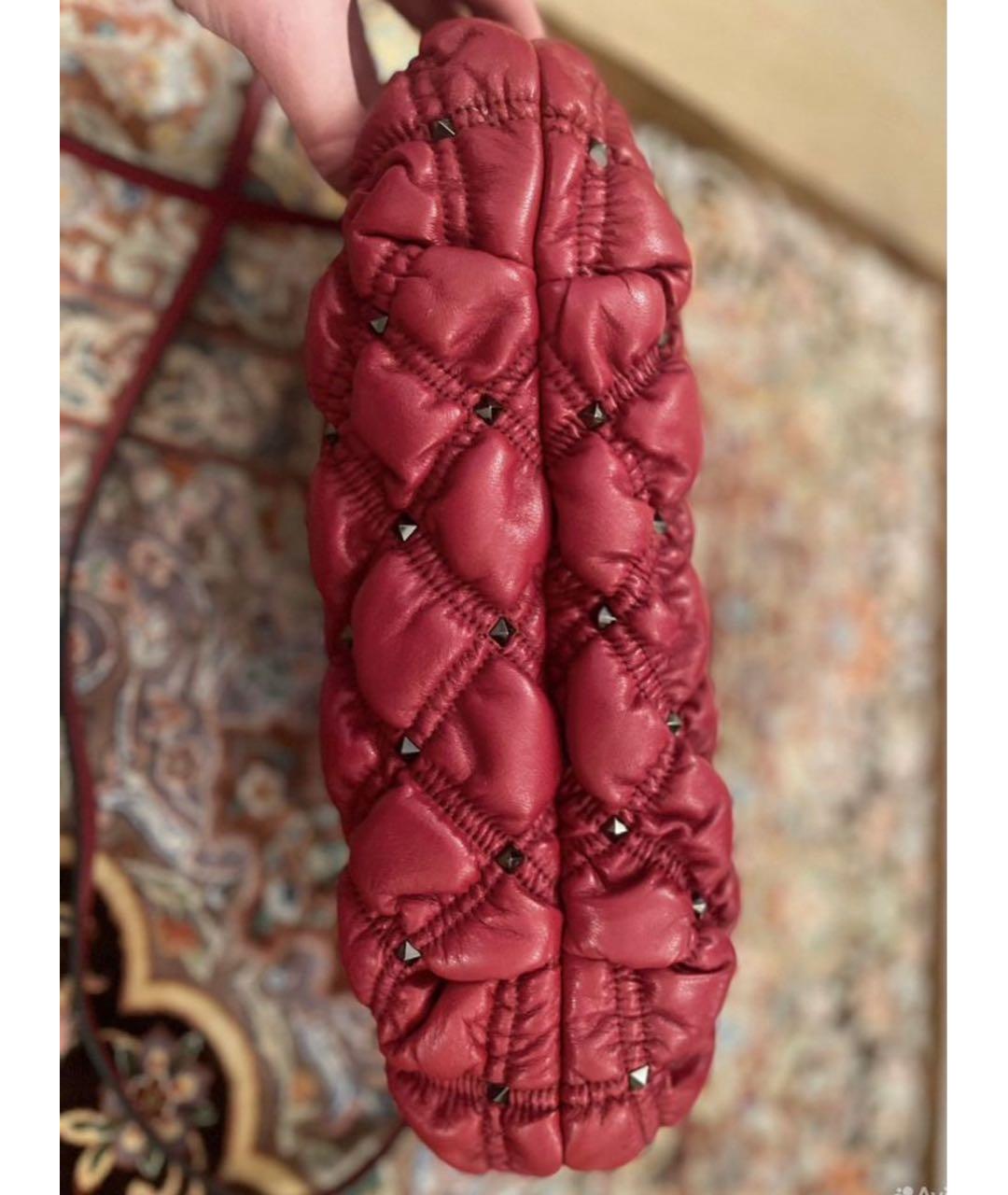 VALENTINO Бордовая кожаная пляжная сумка, фото 7