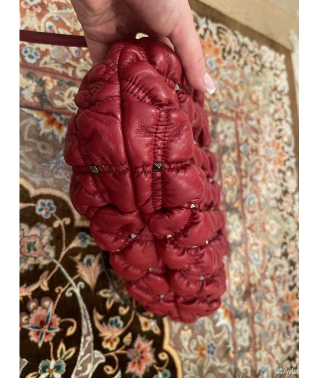 VALENTINO Бордовая кожаная пляжная сумка, фото 6