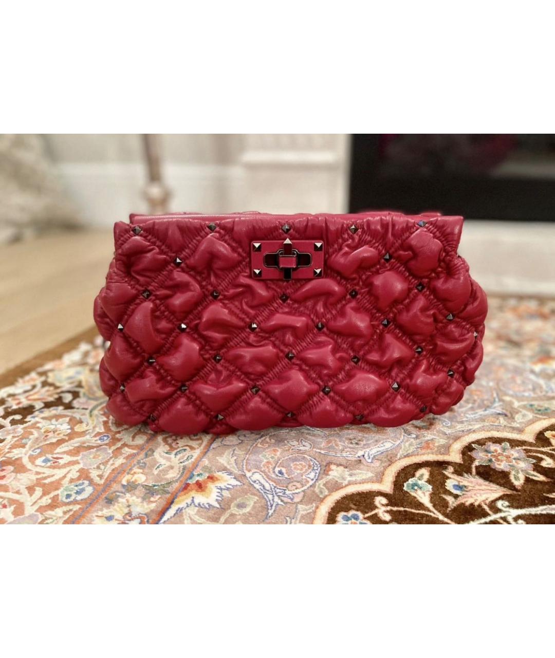 VALENTINO Бордовая кожаная пляжная сумка, фото 2