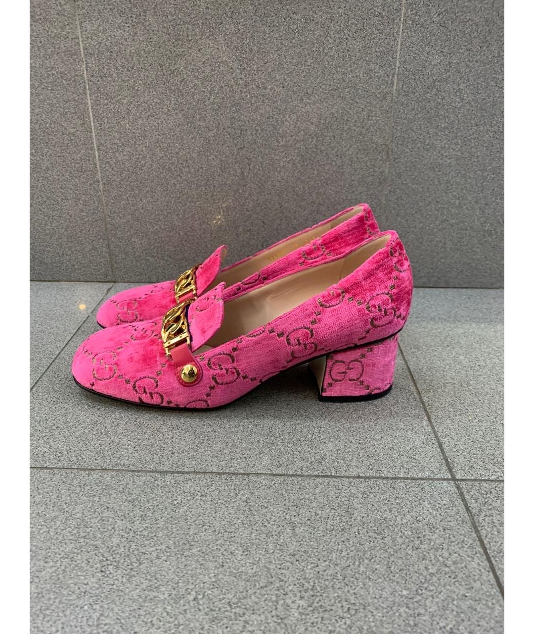 GUCCI Розовые бархатные туфли, фото 4