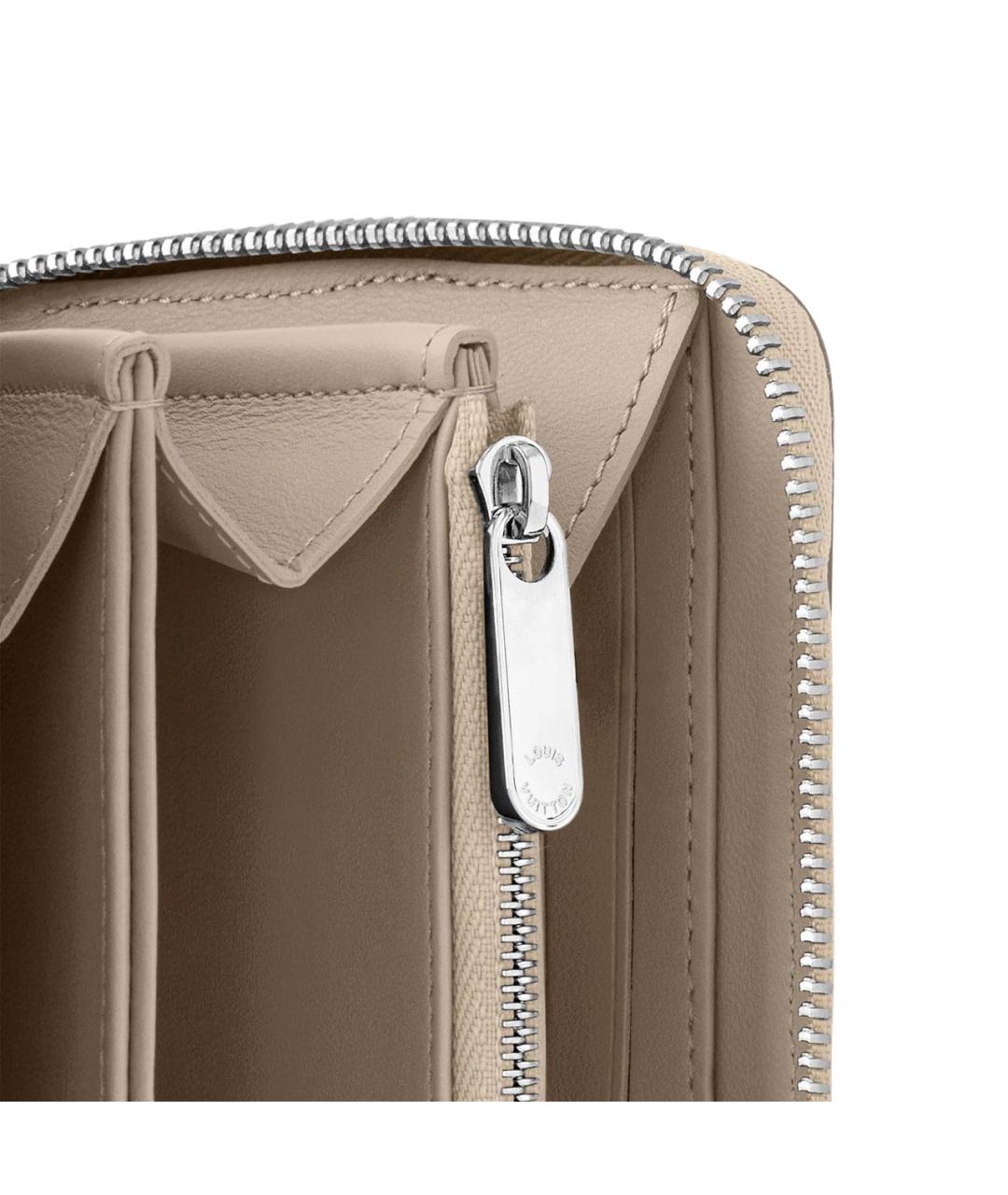 LOUIS VUITTON Бежевый кожаный кошелек, фото 4