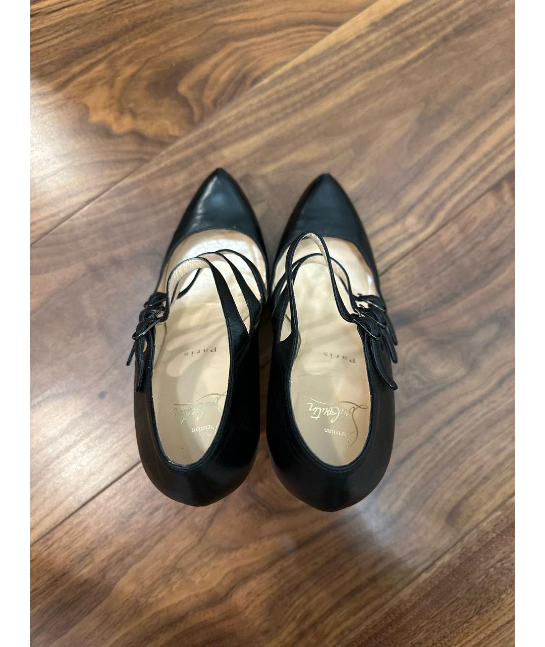 CHRISTIAN LOUBOUTIN Черные кожаные туфли, фото 3