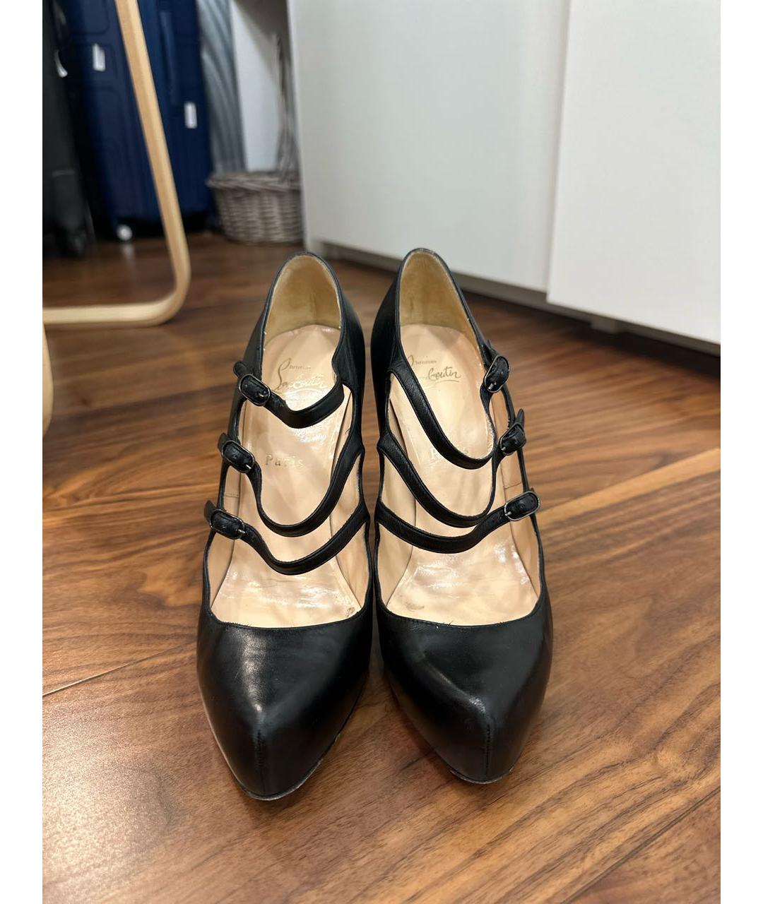 CHRISTIAN LOUBOUTIN Черные кожаные туфли, фото 2