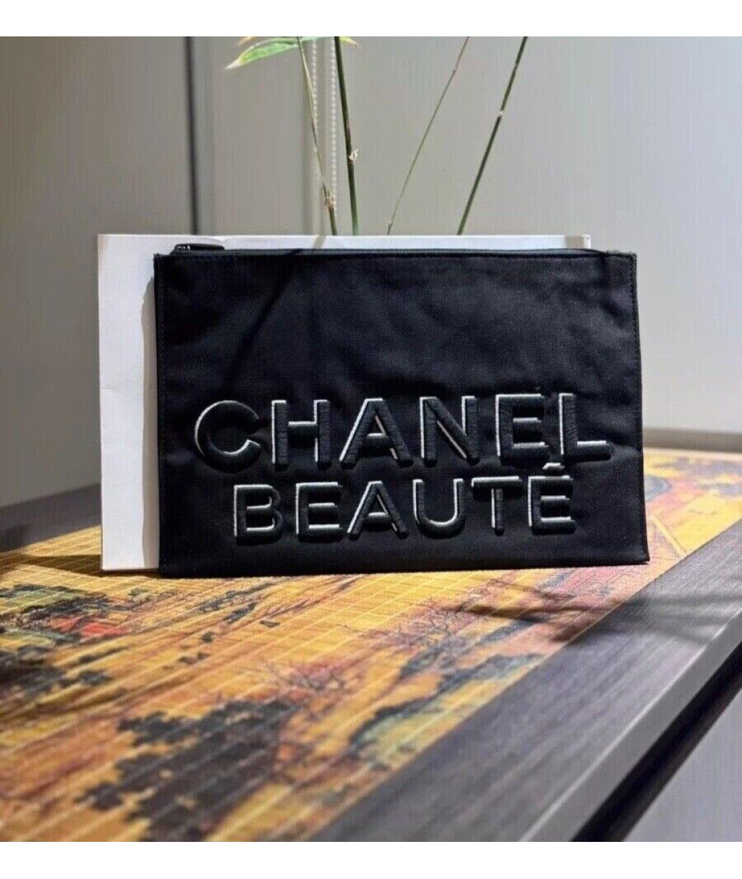 CHANEL Черная хлопковая косметичка, фото 4