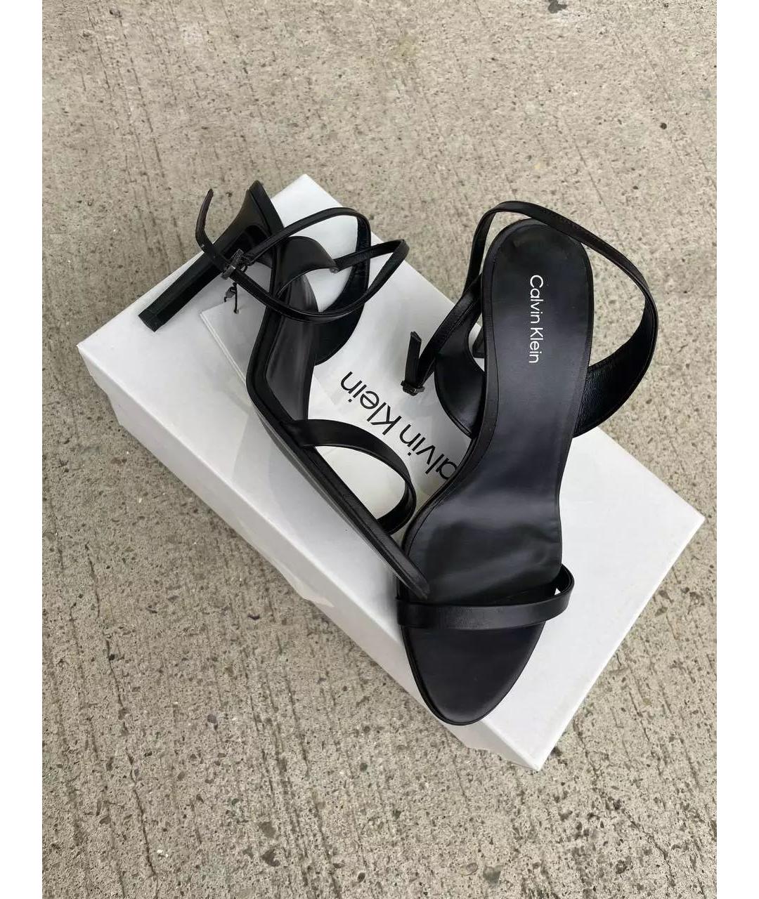 CALVIN KLEIN Черные кожаные босоножки, фото 4