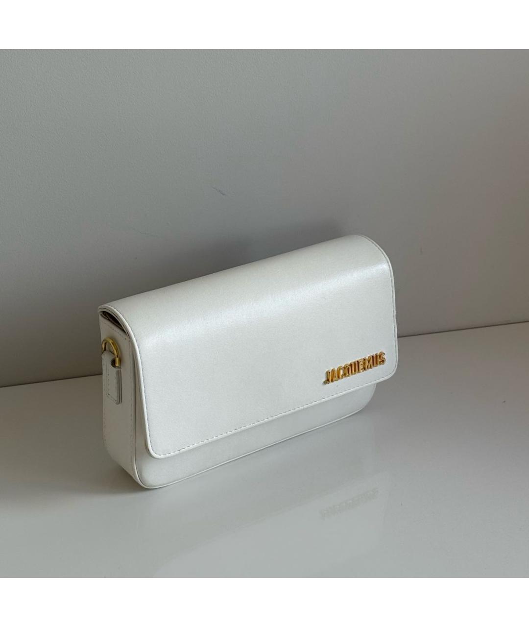 JACQUEMUS Белая кожаная сумка через плечо, фото 2