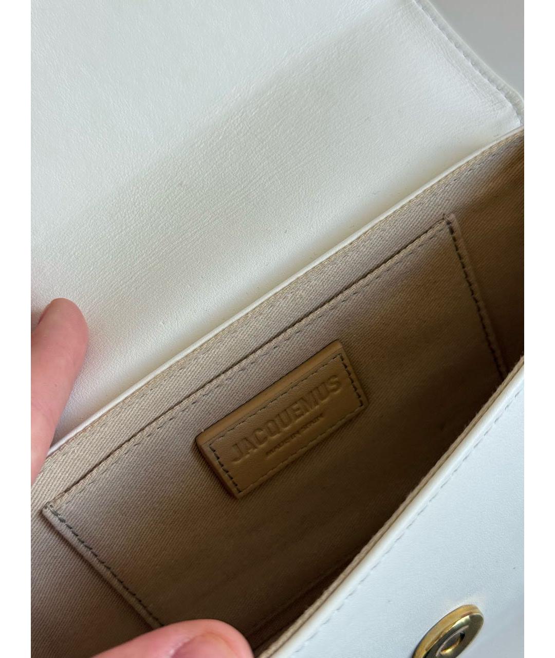 JACQUEMUS Белая кожаная сумка через плечо, фото 5